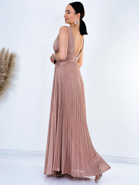 Abito Plissè Rosa_Gold